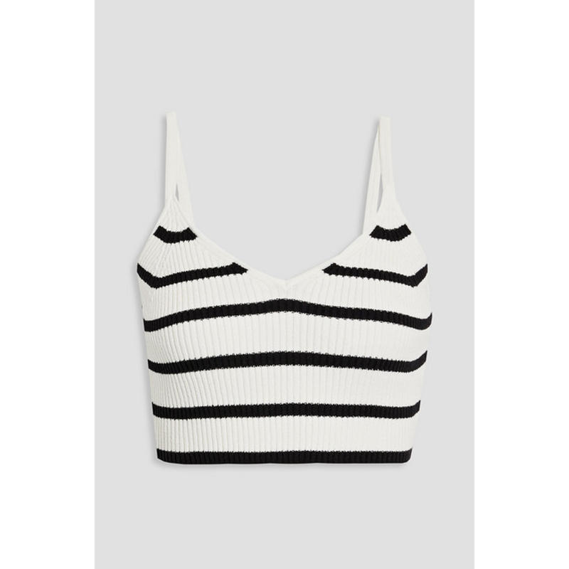 FRAME 女士 背心 短款条纹罗纹针织上衣