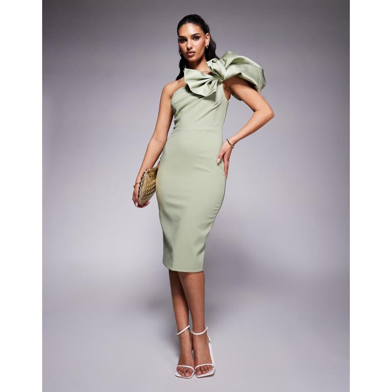 Lavish Alice 女士 中长连衣裙 单肩绿色中长连衣裙(sage)