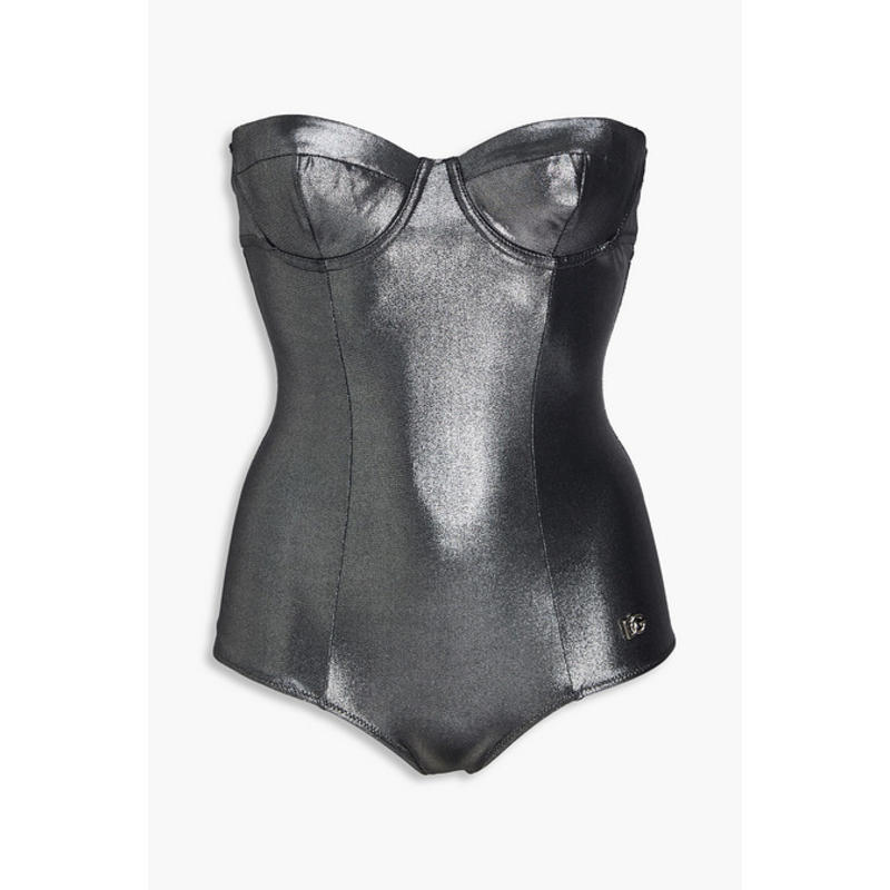 Dolce  Gabbana 女士 连体泳衣 无肩带金属感钢托泳衣