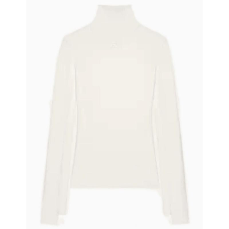 Courrèges 女士 FW25 T恤 白色粘胶纤维混纺毛衣