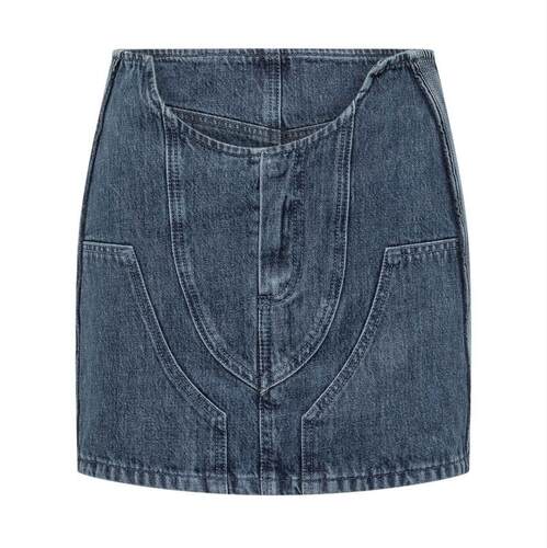 Off-White 女士 FW23 迷你裙 蓝色 Motorcycle Hole 牛仔短裙