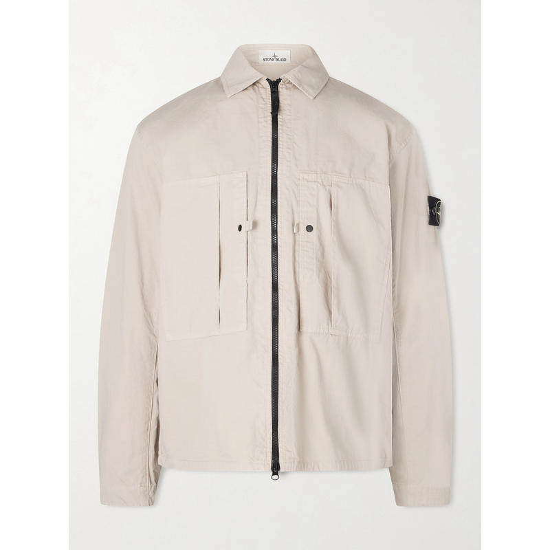 Stone Island 男士 夹克 Logo-Appliquéd 棉防撕裂衬衫式夹克,男装,牛仔外套,淘宝优惠券,粉丝福利购,淘宝优惠卷