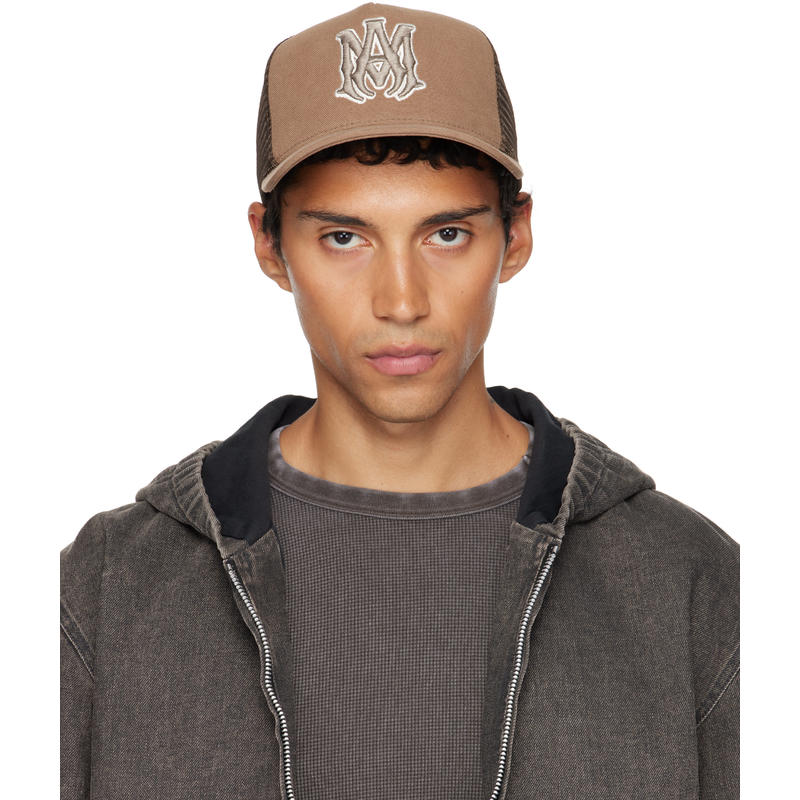 Amiri 男士 棒球帽 棕色 MA Outline 卡车司机帽