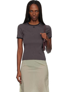 Courrèges 女士 T恤 灰色 Signature Contrast T 恤
