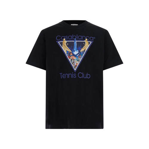 Casablanca 男士 FW26 T恤 front 黑色水手领长款印花棉质()