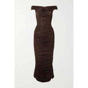 Alex Perry 女士 中长连衣裙 Knox 露肩挖肩弹力平纹布中长连衣裙
