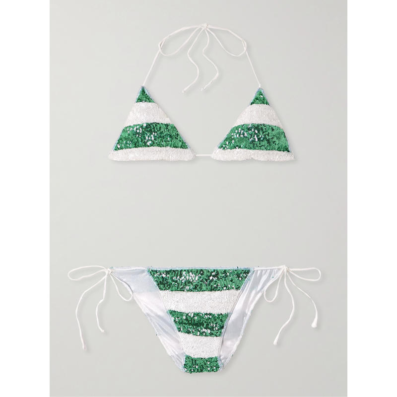 Oséree Swimwear 女士 比基尼 Lumière 糖果色条纹珠片比基尼