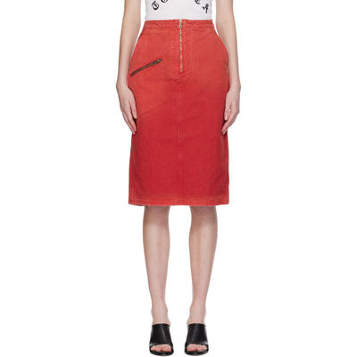 Willy Chavarria 女士 中长裙 红色 Workwear Zipped 牛仔半身裙