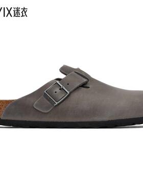 Birkenstock勃肯 男士灰色 Regular Boston Soft Footbed 穆勒鞋