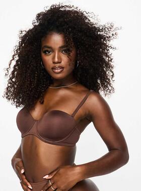 ASOS DESIGN 女士 文胸 moulded 设计超细纤维多穿法抹胸棕色文胸