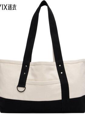 Y's 女款灰白色 & 黑色 Big Washer Canvas 托特包 迷衣时尚