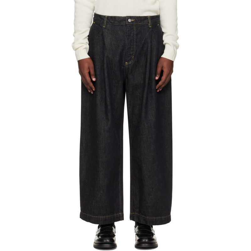 Studio Nicholson 男士 FW26 牛仔长裤 黑色 Puch Italian 牛仔裤图片
