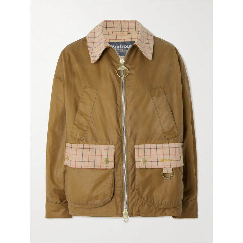 Barbour 巴伯尔 女士 FW26 夹克 Launton 格纹灯芯绒饰边打蜡棉
