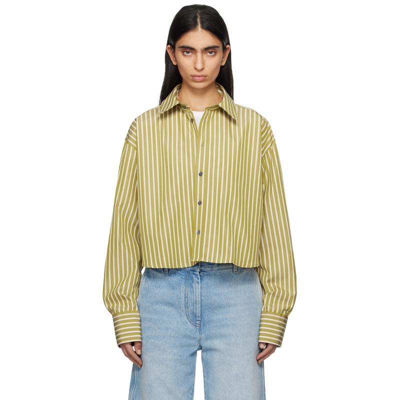 Ami Paris 女士 衬衫 卡其色 Cotton Cropped Oversized 衬衫