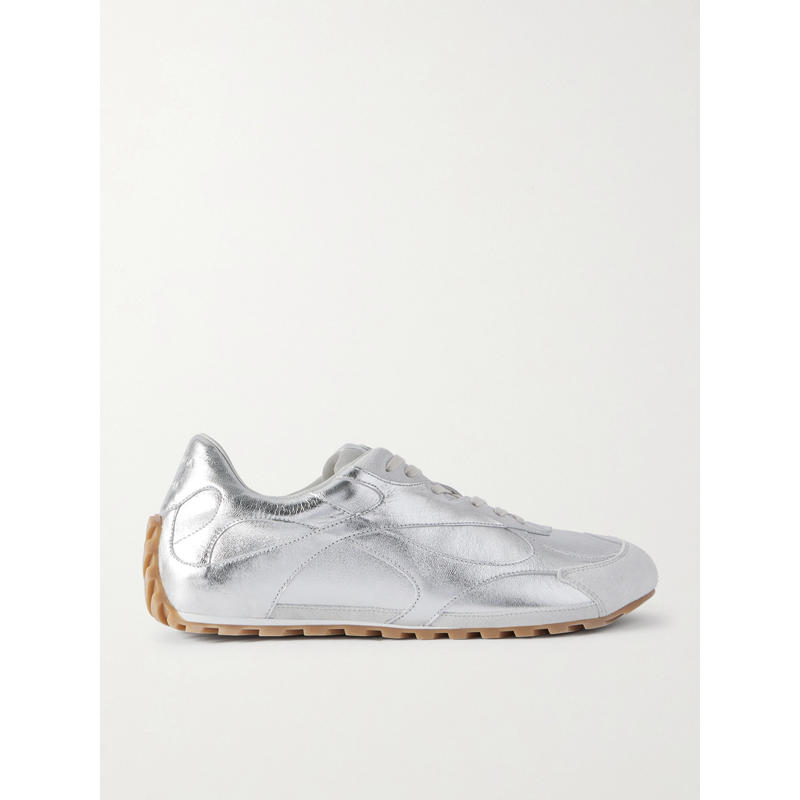 Bottega Veneta 女士 运动鞋 女款Orbit Flash 银色皮质运动鞋