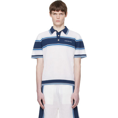 Casablanca 男士 POLO衫 白色  蓝色 Striped Mesh Polo 衫
