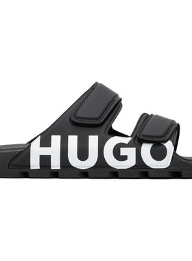 Hugo 雨果 男士 凉鞋 黑色 Logo Double Touch-Closure