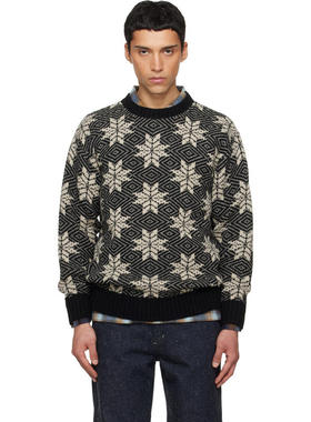 South2 West8 男士 毛衣 黑色 Crew Neck Snowflakes
