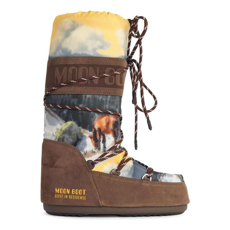 Moon Boot 女士 SS26 靴子 月球靴圖示明信片繫帶雪靴