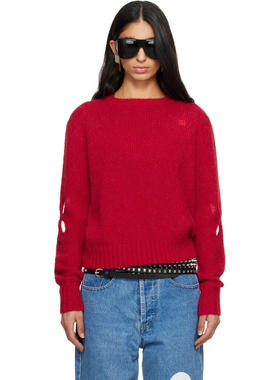 Stefan Cooke 女士 毛衣 红色 Slashed Shaggy 毛衣