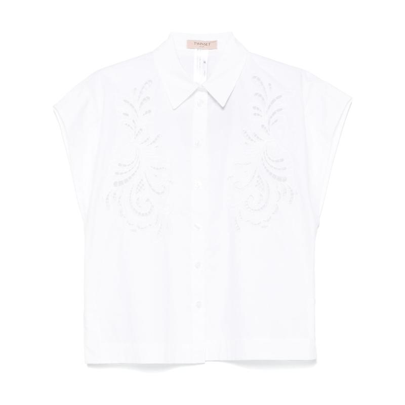 TWINSET 女士 SS25 衬衫 刺繡府綢襯衫