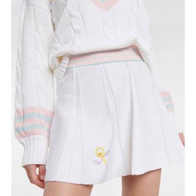 LoveShackFancy 女士 迷你裙 Roz 刺绣褶裥迷你半身裙