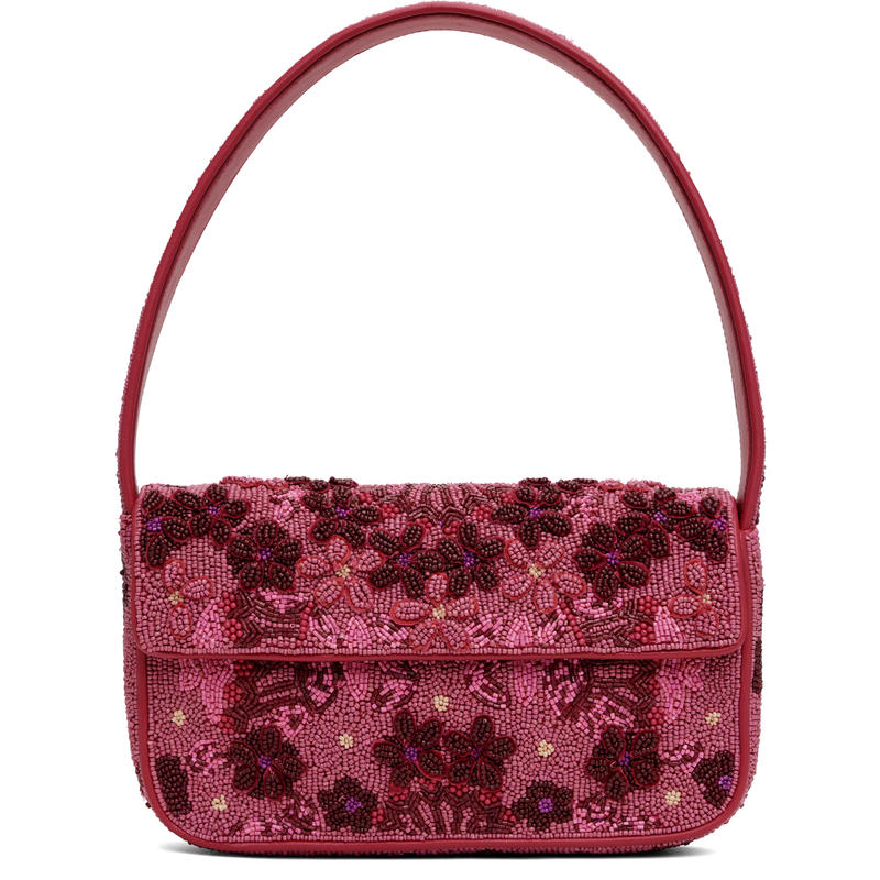 Staud 女士 单肩包 粉色  酒红色 Tommy Beaded 单肩包