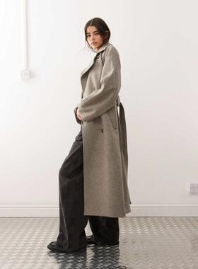 Weekday 女士 大衣 Kia 羊毛宽松款束腰混纺大衣(mole)