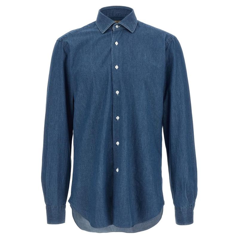 BARBA Napoli 男士 FW25 衬衫 Barba 紐扣牛仔襯衫