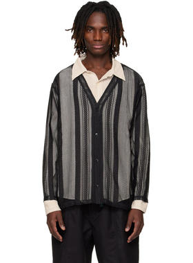 South2 West8 男士 开衫 黑色 Poly Lace V-neck 开衫