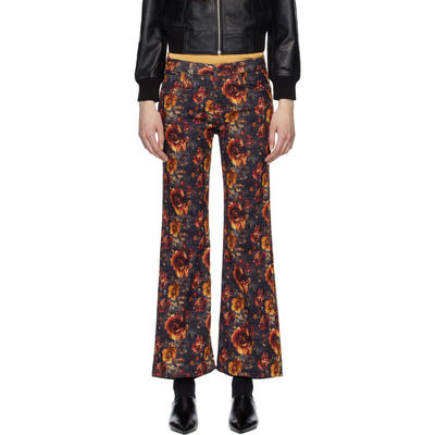 R13 女士 牛仔长裤 海军蓝  橙色 Joan Cropped Flare 牛仔裤
