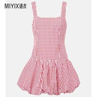 THE 女款 FAITHFULL BRAND 迷 Charlene 方格棉布棉府绸迷你连衣裙