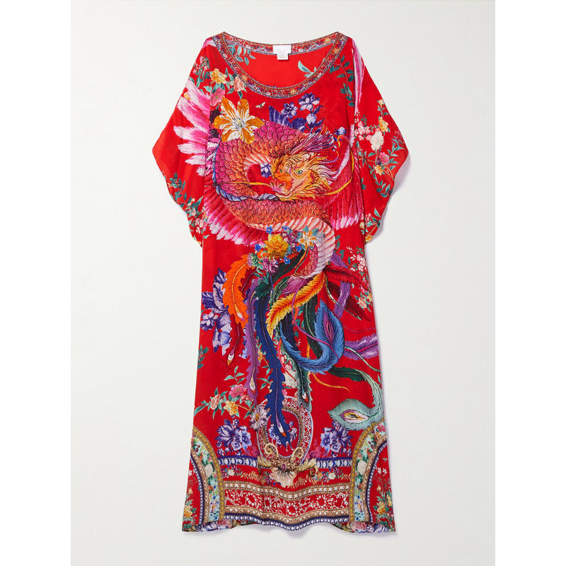 Camilla and Marc 女士 罩衫 水晶装饰印花真丝双绉土耳其式长衫