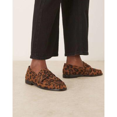 ASOS DESIGN 女士 鞋靴 Minnie suedette 设计褶边豹纹便鞋