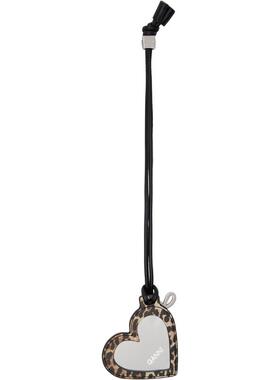Ganni 女士 钥匙扣 驼色 Leopard Print Bou Heart Mirror 钥匙扣