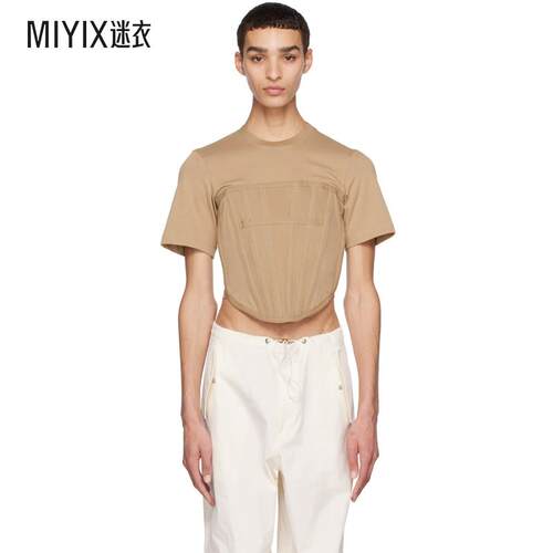 Dion Lee  男士 卡其色 Corset T 恤