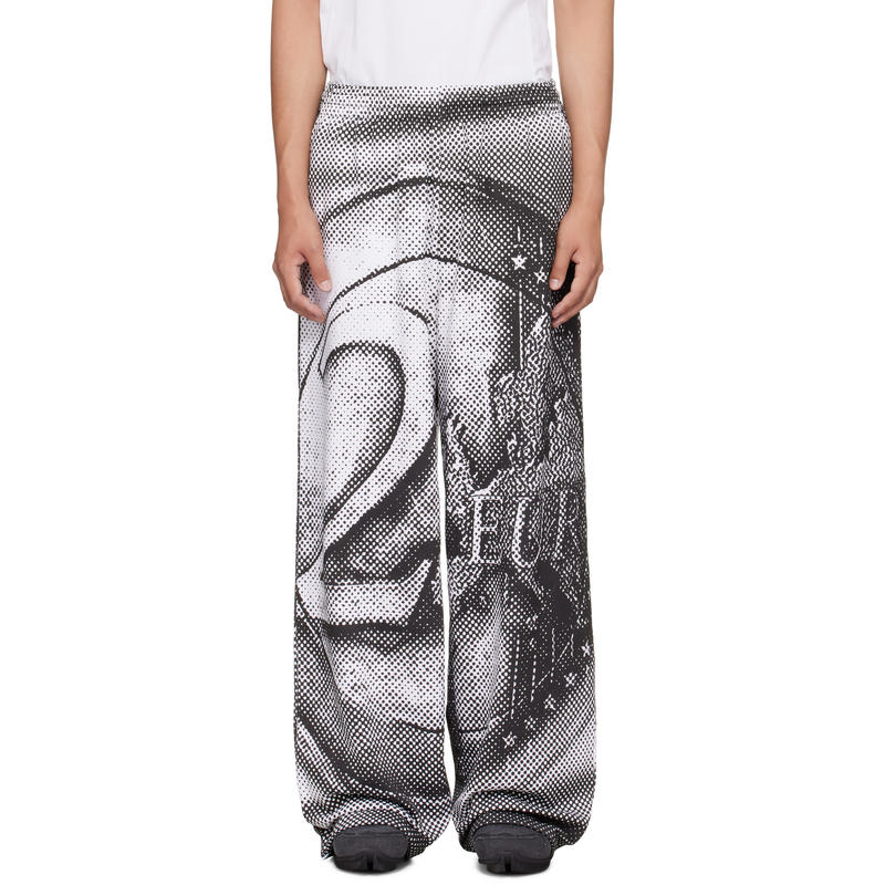 Gerrit Jacob 男士 运动长裤 黑色  白色印花长裤