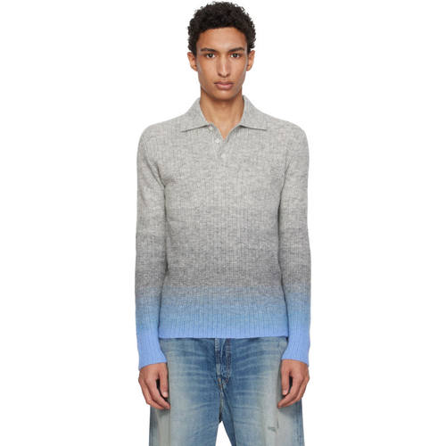 ERL 男士 POLO衫 灰色 Thin Gradient Knit Polo 衫