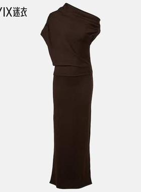 Staud 女款Mabel 单肩羊毛长款连衣裙 迷衣时尚