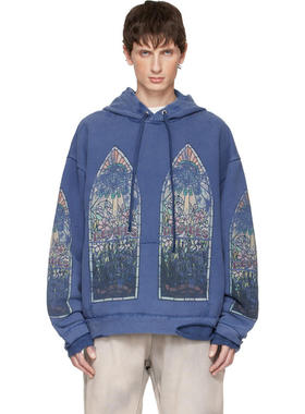 WHO DECIDES WAR BY EV BRAVADO 男士 卫衣 蓝色褪色连帽衫