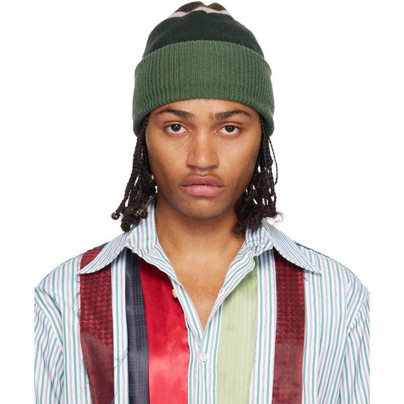 Edward Cuming 男士 毛线帽 绿色 Top-View 毛线帽