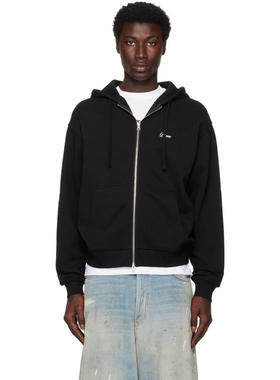 Dime MTL 男士 卫衣 黑色 Cursive Small Logo Zip 连帽衫
