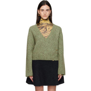 绿色 Brushed 女士 Neck Deep 毛衣 Mix Ganni Mohair
