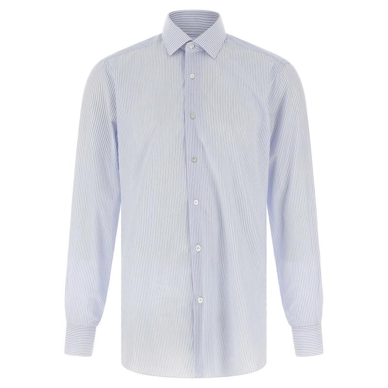 BARBA Napoli 男士 FW25 衬衫 Barba 條紋府綢襯衫