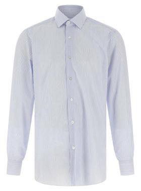 BARBA Napoli 男士 FW25 衬衫 Barba 條紋府綢襯衫