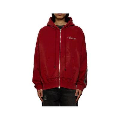 Amiri 埃米尔 男士 SS26 卫衣 Amiri Bones 铆钉超大拉链连帽衫