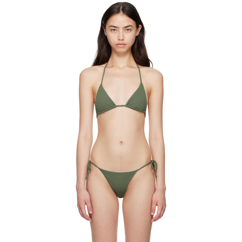 Matteau 女士 比基尼 绿色 String Triangle 比基尼上装