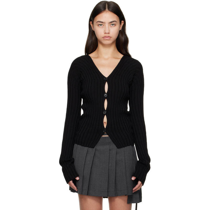 Acne Studios 女士 开衫 黑色 Button-Up Rib 开衫