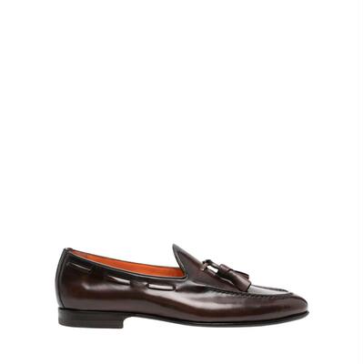 Santoni 男士 SS26 休闲皮鞋 棕色平底鞋