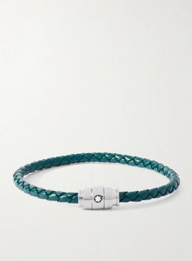 Montblanc 男士 手链 Meisterstück 3-Ring 不锈钢编织皮革手链